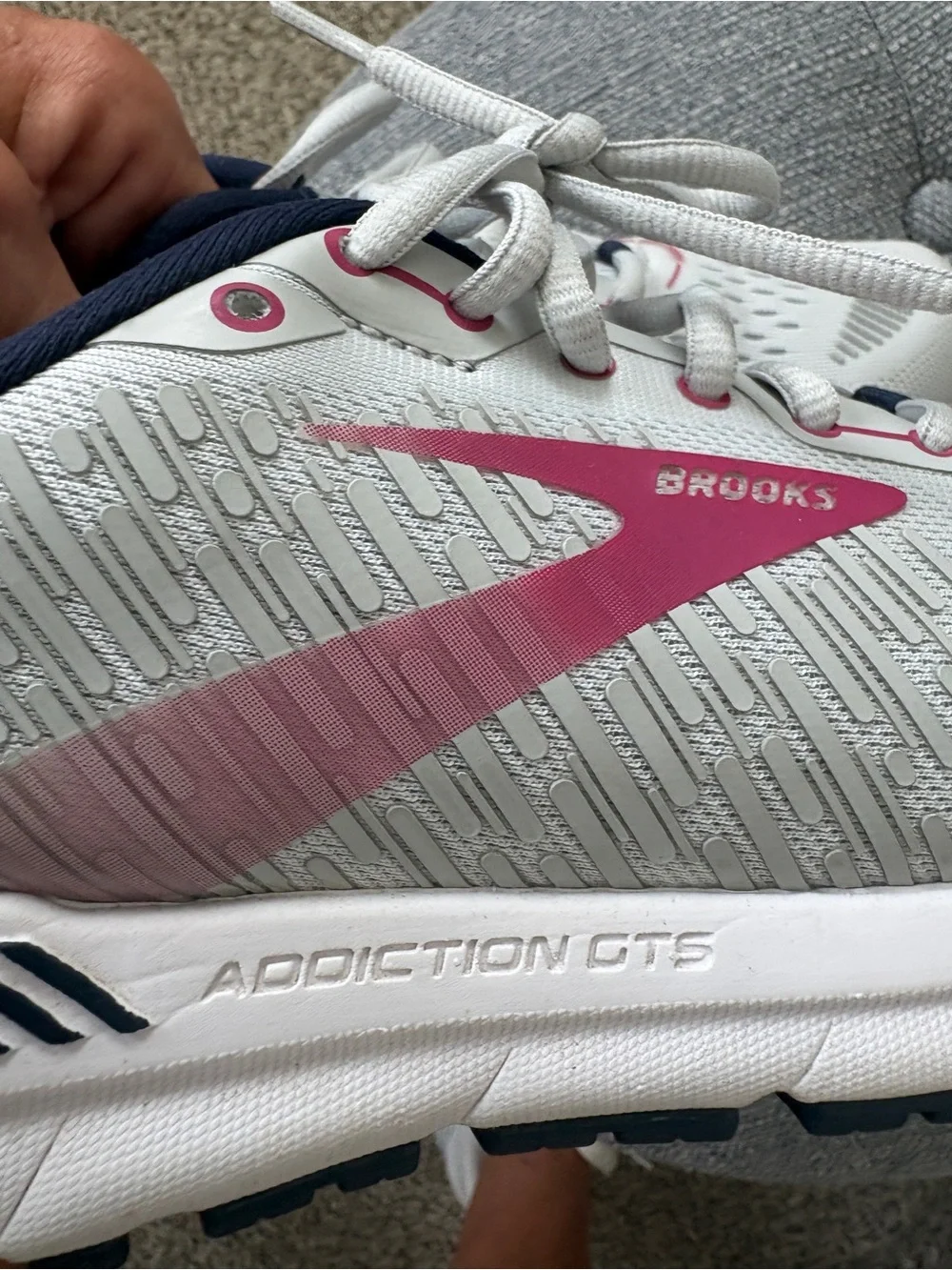 Brooks Women’s light Gray/ Pink Addiction GTS Running Shoes